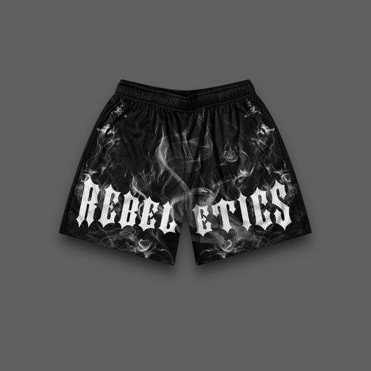 REBELETICS SMOKE MESH SHORTS - BLACK