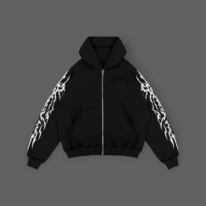 REBELETICS " SFWYBI " FULL ZIP HOODIE - BLACK