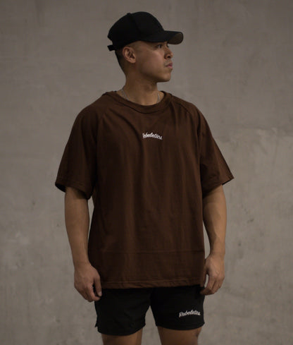 MENS OVERSIZED RAGLAN STYLE TEE - BROWN