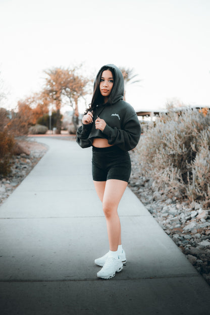 WOMENS CROPPED HOODIE - CHARCOAL