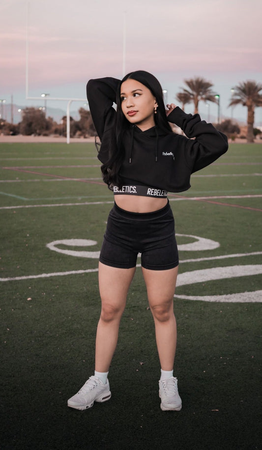 WOMENS CROPPED HOODIE - BLACK